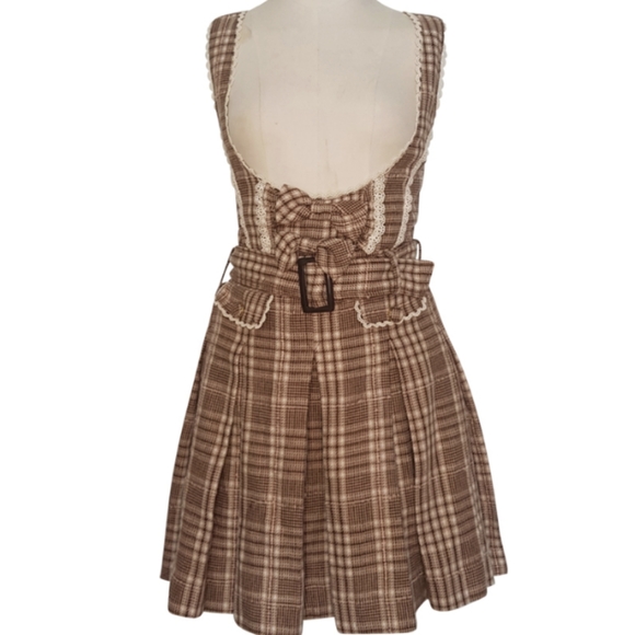 Liz Lisa Dresses & Skirts - Liz Lisa dress Overalls jumper tartan wool skirt